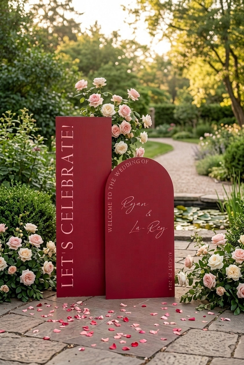 Wedding Signage Combo — A1 Arch Welcome Sign & A0 "Let's Celebrate" Sign