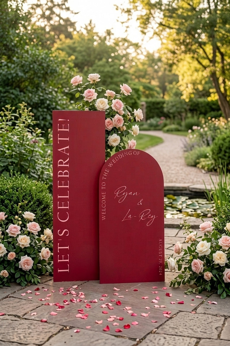 Wedding Signage Combo — A1 Arch Welcome Sign & A0 "Let's Celebrate" Sign