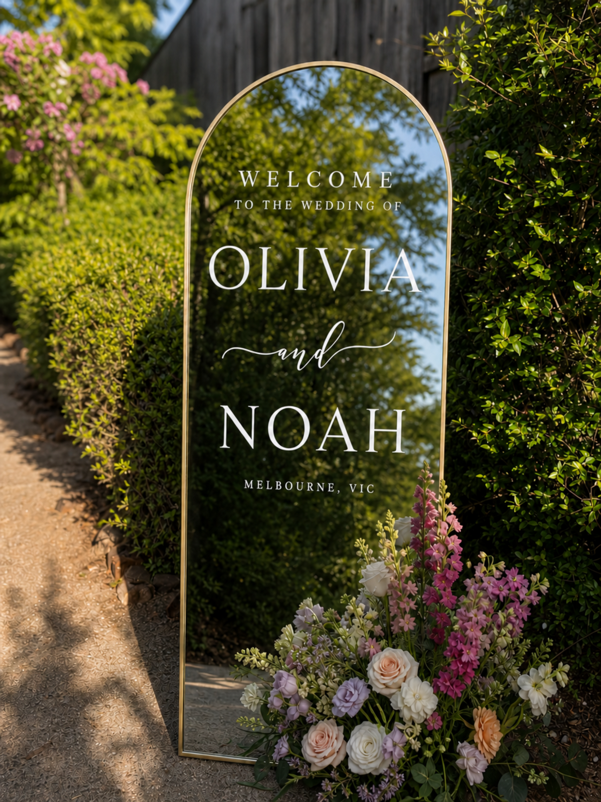 Personalised Wedding Mirror Decal — Welcome Sign Lettering