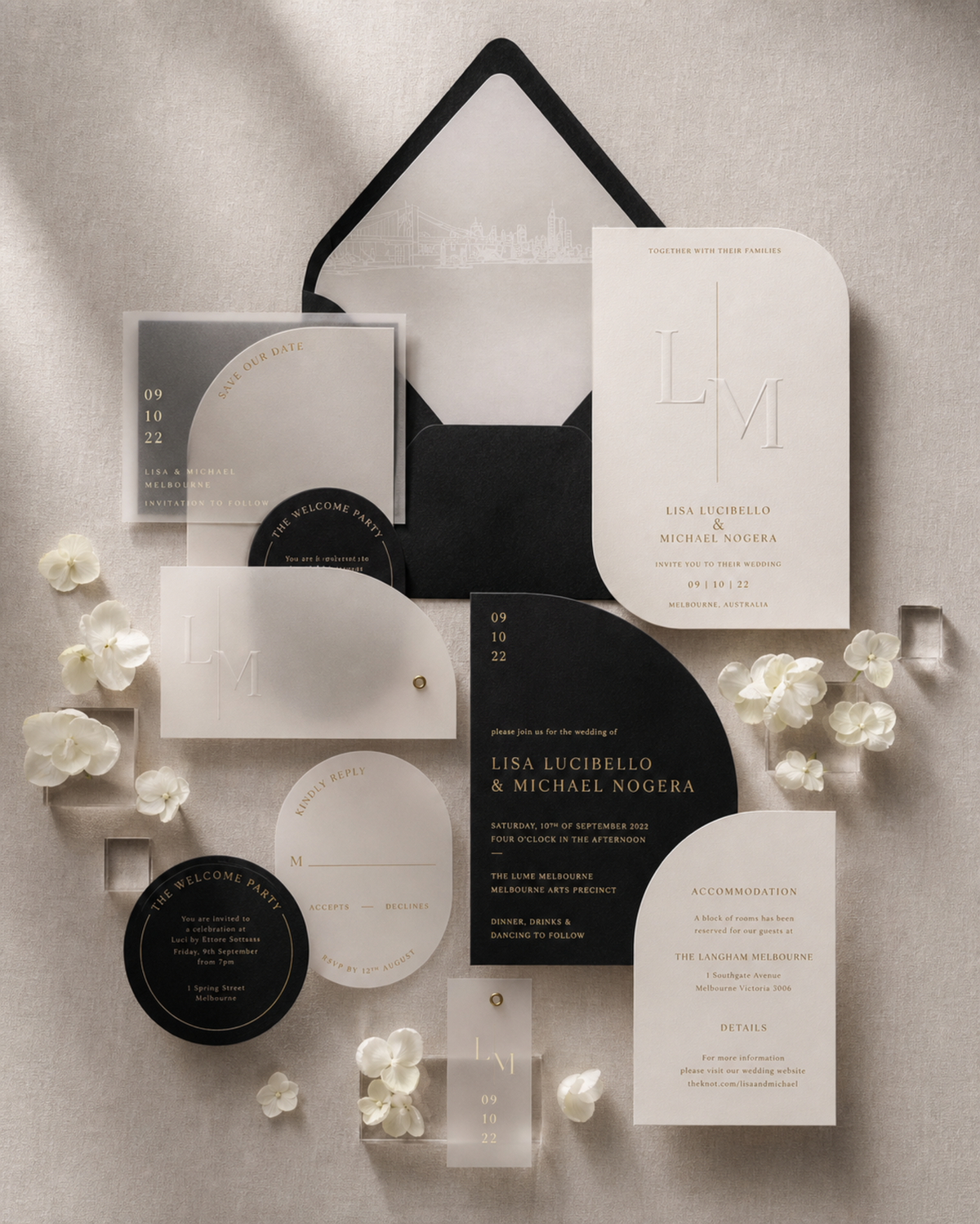 Modern Editorial — Black Tie Wedding Invitation Suite